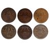 Image 1 : Lot of six Upper Canada copper half penny "Brock" tokens, 1816, all different die-varieties, various