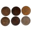 Image 2 : Lot of six Upper Canada copper half penny "Brock" tokens, 1816, all different die-varieties, various