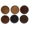 Image 2 : Lot of six Upper Canada copper half penny "Brock" tokens, 1816, all different die-varieties, three e