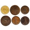 Image 1 : Lot of six Canada copper tokens: one contemporary cast counterfeit penny token, date not visible (18