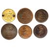 Image 2 : Lot of six Canada copper tokens: one contemporary cast counterfeit penny token, date not visible (18