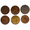 Image 2 : Lot of six Canada copper half penny tokens: one "Wellington" 1814 (rare mule); one "Victoria Nobis E