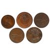 Image 1 : Lot of five Canada copper tokens: one "Commercial Change" bust farthing, no date (early 1800s), smal