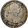 Image 1 : Santiago, Chile, bust 2 reales, Charles IV, 1799 DA, NGC Fine details / obv scratched.