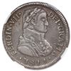 Image 1 : Santiago, Chile, bust 2 reales, Ferdinand VII transitional ("admiral" bust), 1811 FJ, NGC AU details