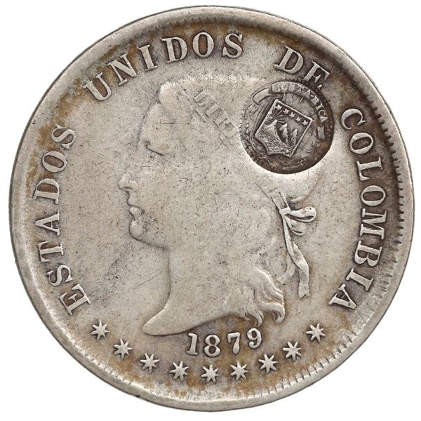 Costa Rica, 50 centavos, "lion" double countermark (Type VII, 1889), on a Bogota, Colombia, 50 centa