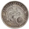 Image 2 : Costa Rica, 50 centavos, "lion" double countermark (Type VII, 1889), on a Bogota, Colombia, 50 centa