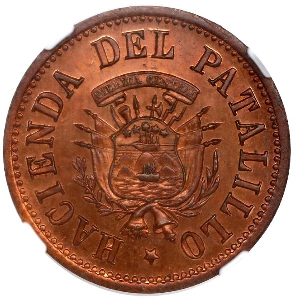 San Jose, Costa Rica, copper 2 centavos token, late 1800s, Juan Hernandez (Hacienda del Patalillo), 