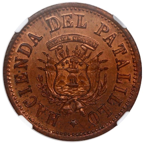 San Jose, Costa Rica, copper 1 centavo token, late 1800s, Juan Hernandez (Hacienda del Patalillo), N