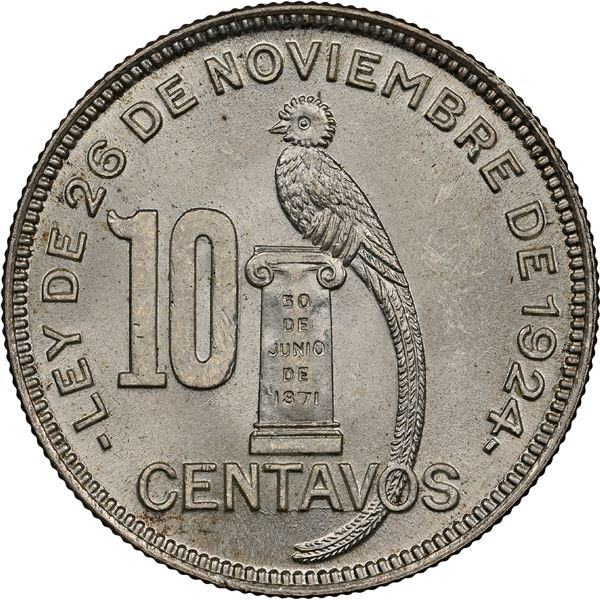 Guatemala (struck at the Royal Mint, London), 10 centavos de quetzal, 1936, NGC MS 65.