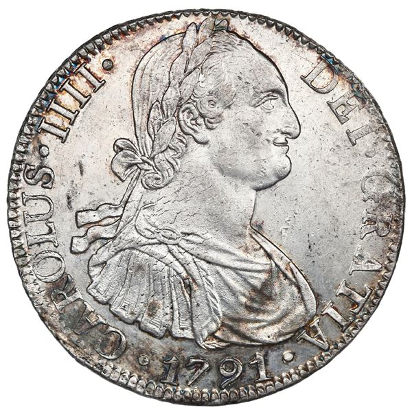 Mexico City, Mexico, bust 8 reales, Charles IV, 1791 FM.