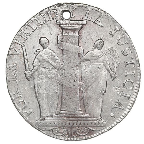 Lima, Peru, provisional 8 reales, "Peru Libre," 1823 JP.
