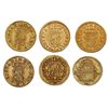 Image 2 : Lot of six Spanish gold bust 1/2E (four Madrid and two Seville), Ferdinand VI and Charles III, vario