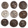 Image 1 : Lot of nine Roman Republic AR denarii, ca. 2nd to 1st centuries BC, various moneyers.