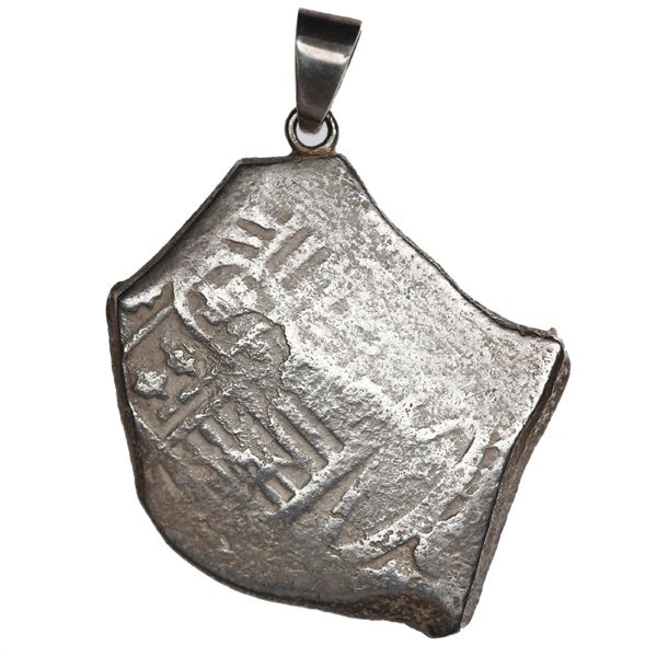 Mexico City, Mexico, cob 4 reales, Charles II, assayer not visible, ex-Joanna (1682), mounted cross-