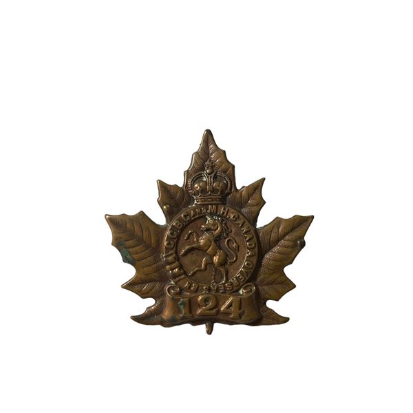 WW1 CEF 124th Battalion Cap Badge
