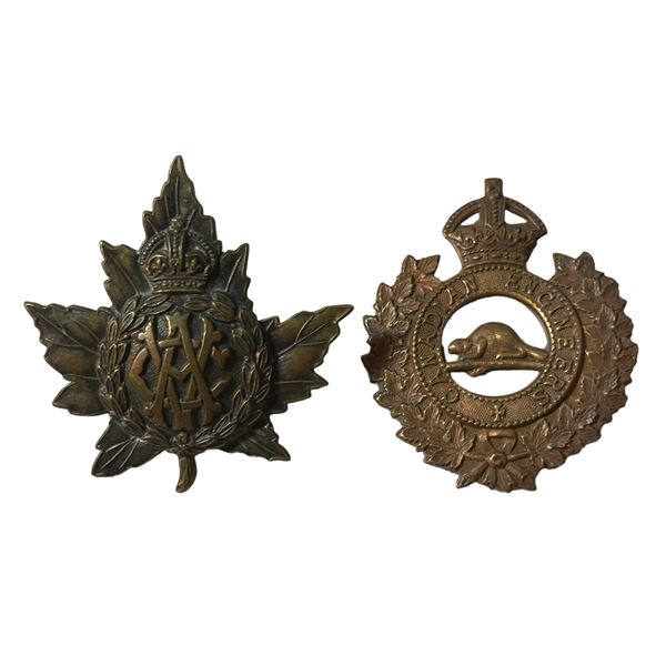 WW1 CEF Canadian Army Veterinary Corps & Canadian Engineers Cap Badge Lot