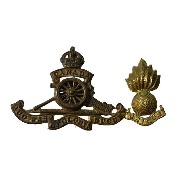 WW1 CEF Canadian Artillery Cap & Collar Badge