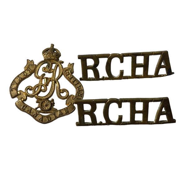 Pre WW1, Royal Canadian Horse Artillery Cap & Shoulder Title Badge Lot