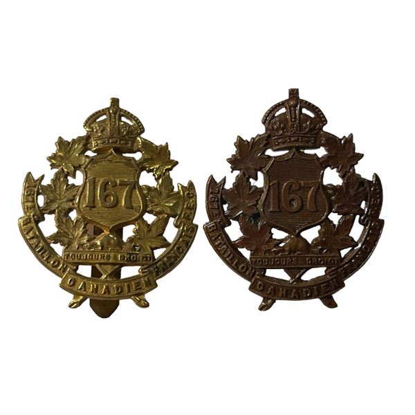 WW1 CEF 167th Battalion Cap Badge Lot