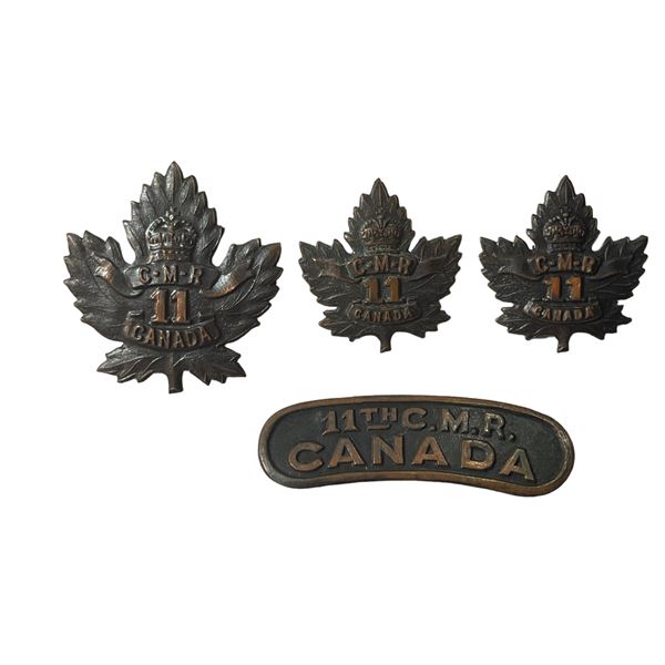 WW1 CEF 11th Canadian Mounted Rifles Badge Set