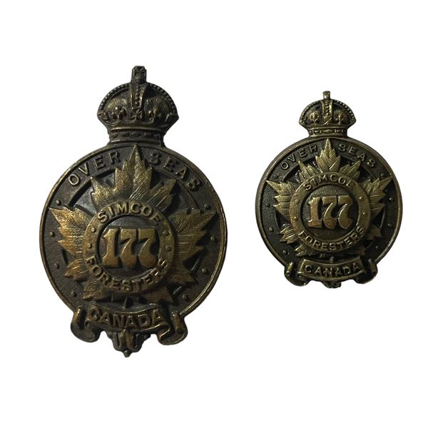 WW1 CEF 177th Battalion Cap & Collar Badge