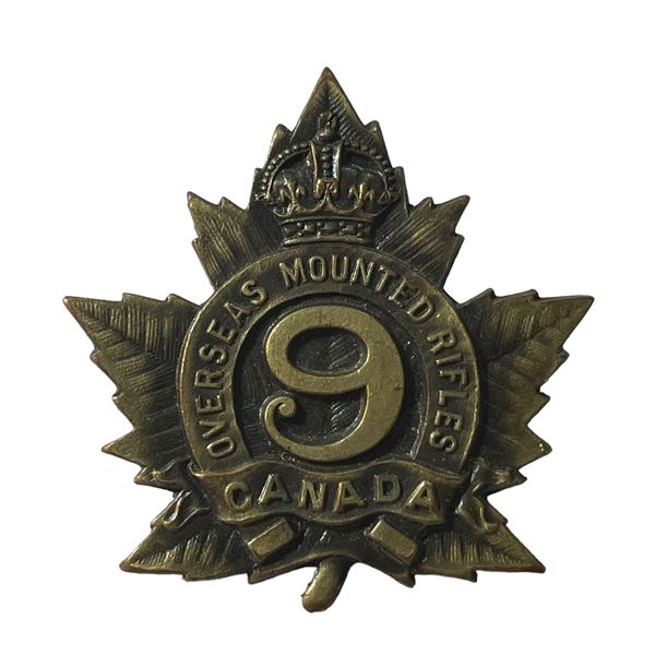 WW1 CEF 9th Canadian Mounted Rifles Cap Badge