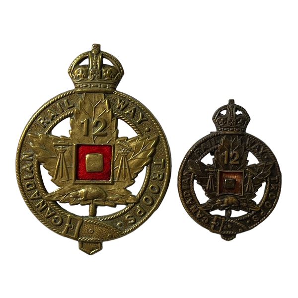 WW1 CEF 12th Railway Battalion (Canadian Railway Troops) Badge Set