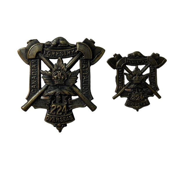 WW1 CEF 224th  Battalion (Forestry) Cap & Collar Badge Lot
