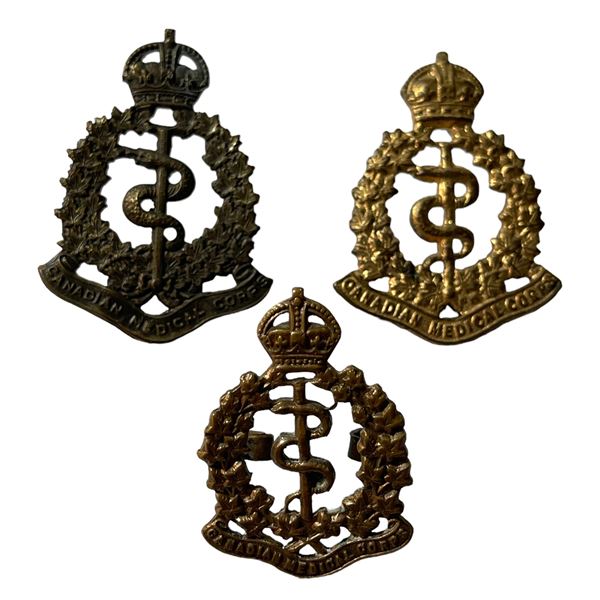 Lot of 3 WW1 Canadian Medical Corps  Badges