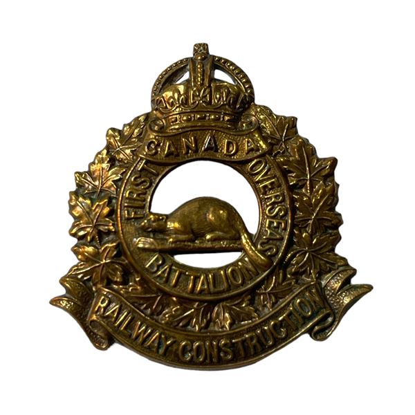 WW1 CEF First Overseas Railway Construction Battalion Cap Badge