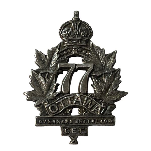 WW1 CEF 77th Battalion OFFICERS Collar Badge