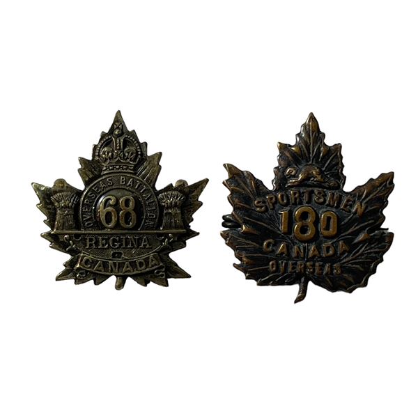 WW1 CEF 68th Battalion & 180th Battalion Collar Badge Lot