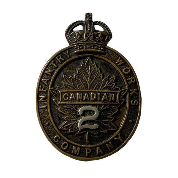 WW1 CEF 2nd Infantry Works Company Collar Badge