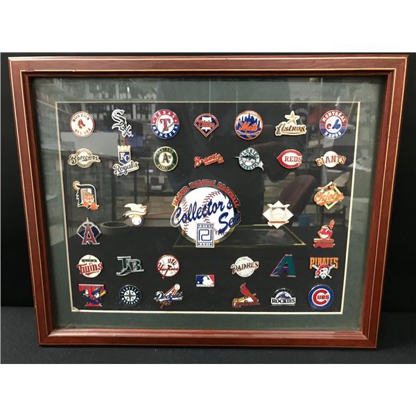 FRAMED VINTAGE MLB COLLECTOR SET OF PINS