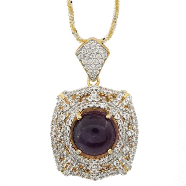 11.92 ctw Amethyst and 2.26 ctw Sapphire Pendant/Necklace