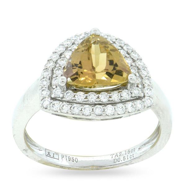 2.15 ctw Zoisite and 0.51 ctw Diamond Platinum Ring (GIA CERTIFIED)