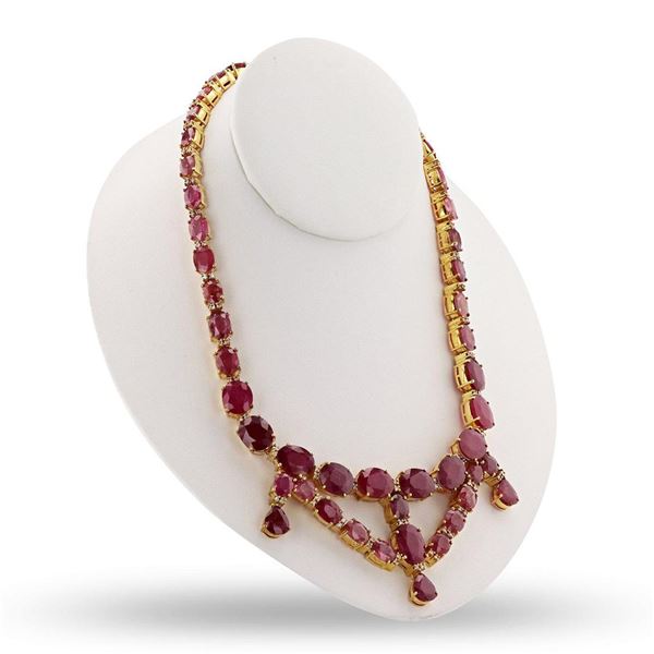 133.85 ctw Ruby and 2.17 ctw Diamond Necklace