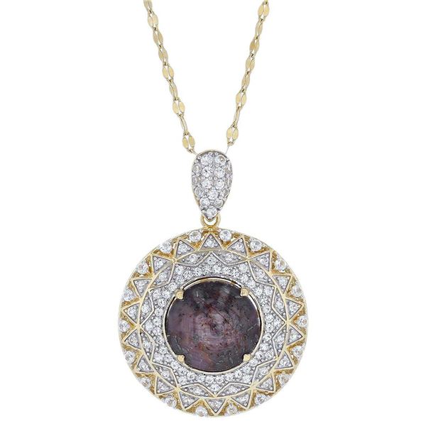 25.76 ctw Purple Sapphire and 2.90 ctw White Sapphire Pendant