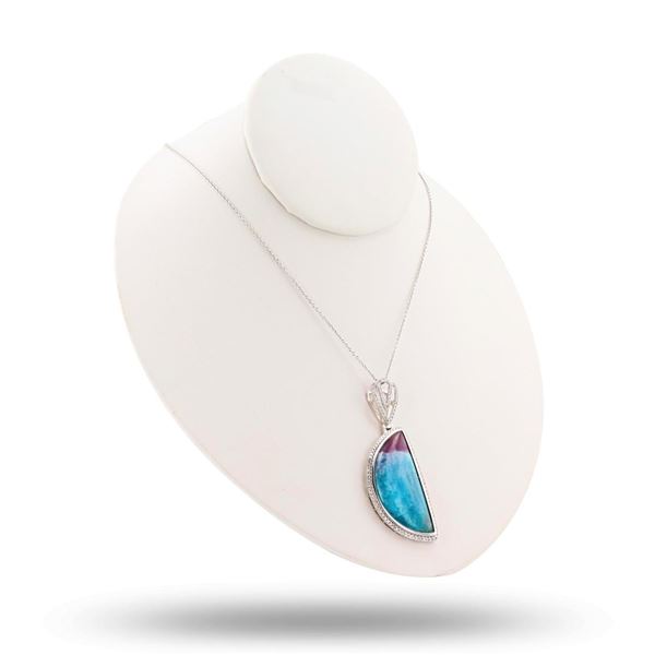 34.57 ctw Tourmaline and 1.00 ctw Diamond Platinum Pendant/Necklace (GIA CERTIFI