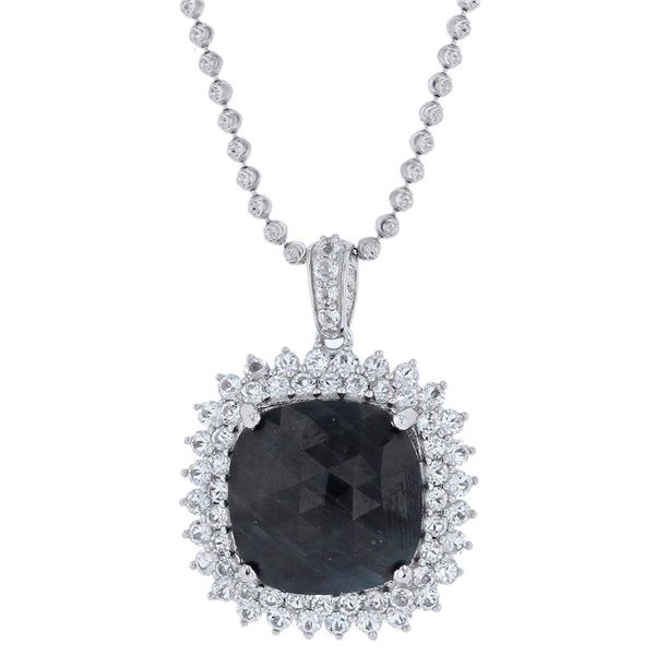 15.01 ctw Blue Sapphire and 4.08 ctw White Sapphire Pendant