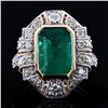 Image 1 : 3.31 ctw Emerald and 0.84 ctw Diamond 18K Yellow and White Gold Ring (GIA CERTIF