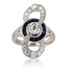 Image 1 : 0.29 ctw Diamond and 0.88 ctw Blue Sapphire Platinum Ring (1.17 ctw Diamonds)