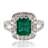 Image 1 : 2.14 ctw Emerald and 1.08 ctw Diamond 18K White Gold Ring