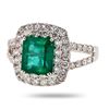 Image 2 : 2.14 ctw Emerald and 1.08 ctw Diamond 18K White Gold Ring