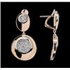 Image 2 : 1.14 ctw Diamond Earrings - 14KT Rose and White Gold