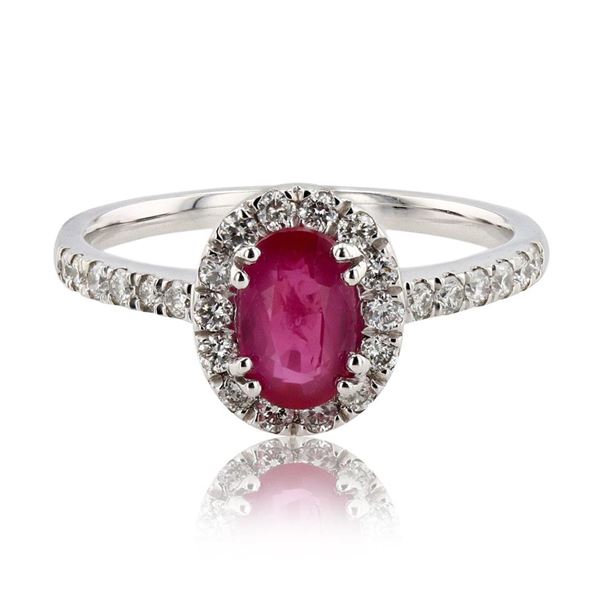 1.06 ctw UNHEATED Ruby and 0.38 ctw Diamond Platinum Ring (GIA CERTIFIED)