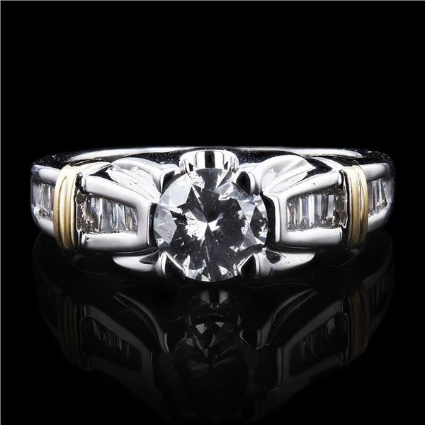 0.80 ctw F COLOR CENTER Diamond 14K White Gold Ring (1.09 ctw Diamonds)