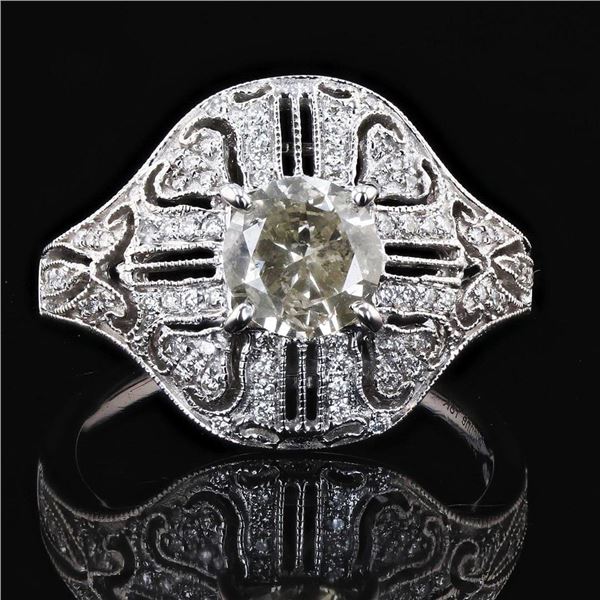 1.01 ctw CENTER Diamond 18K White Gold Ring (1.27 ctw Diamonds)