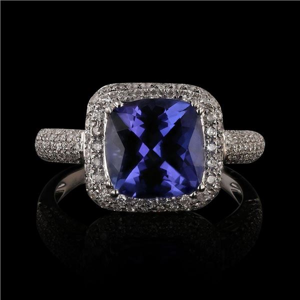 2.91 ctw Tanzanite and 0.82 ctw Diamond 14KT White Gold Ring